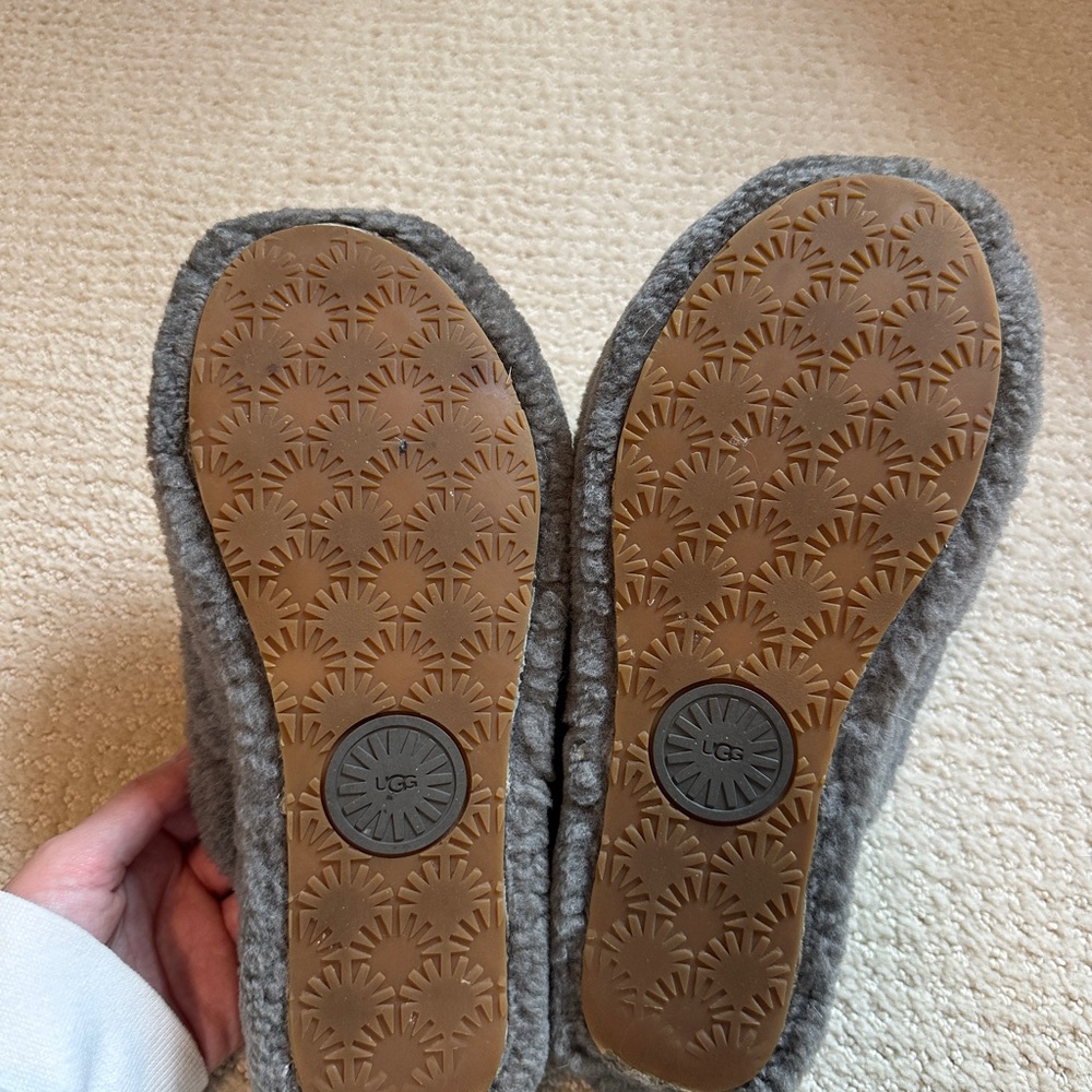 UGG Fluffy Gray Slippers size 8 - Picture 3 of 4